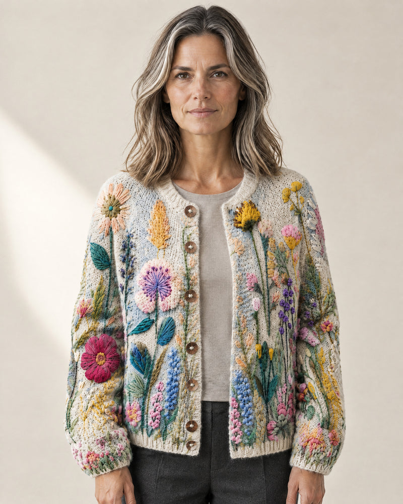 Wildflower Motif Button Cardigan