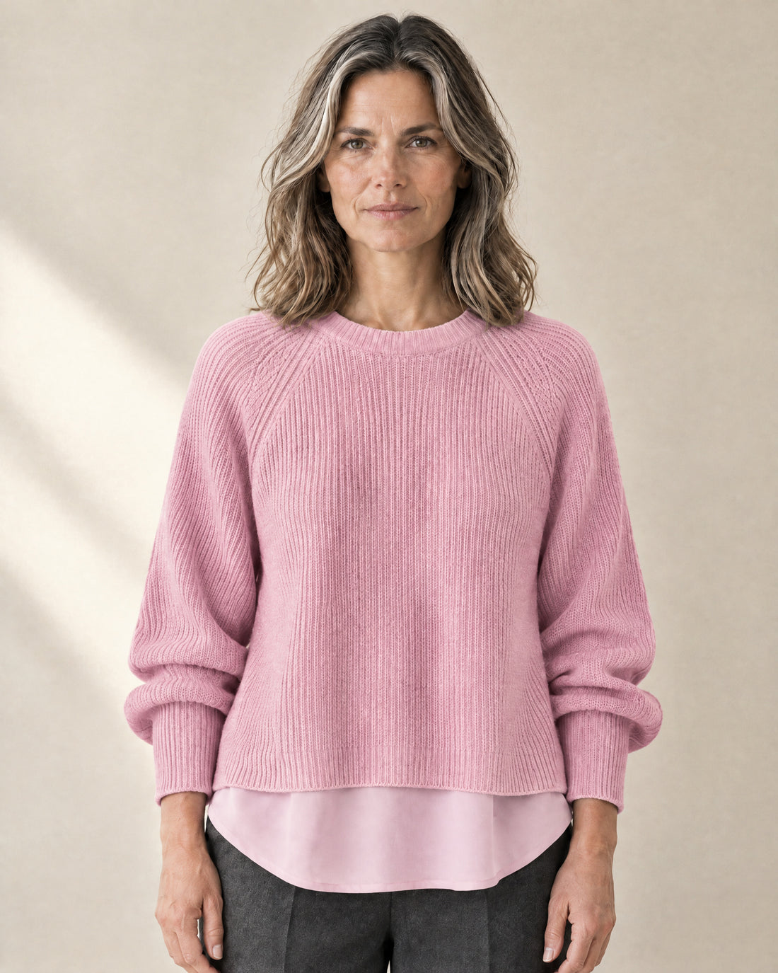 Layered Hem Ribbed Jumper