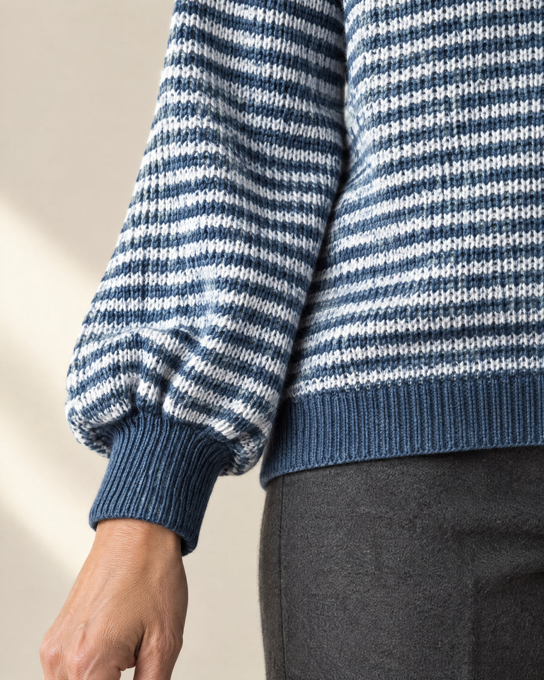 Striped Balloon Sleeve Jumper