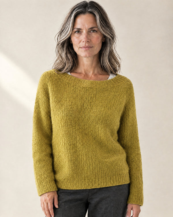 Brushed Wide-Neck Jumper in Yellow