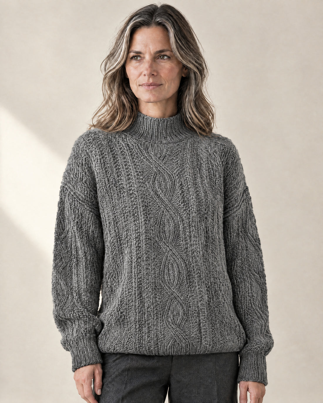 Chunky Cable Knit Mock Neck Jumper