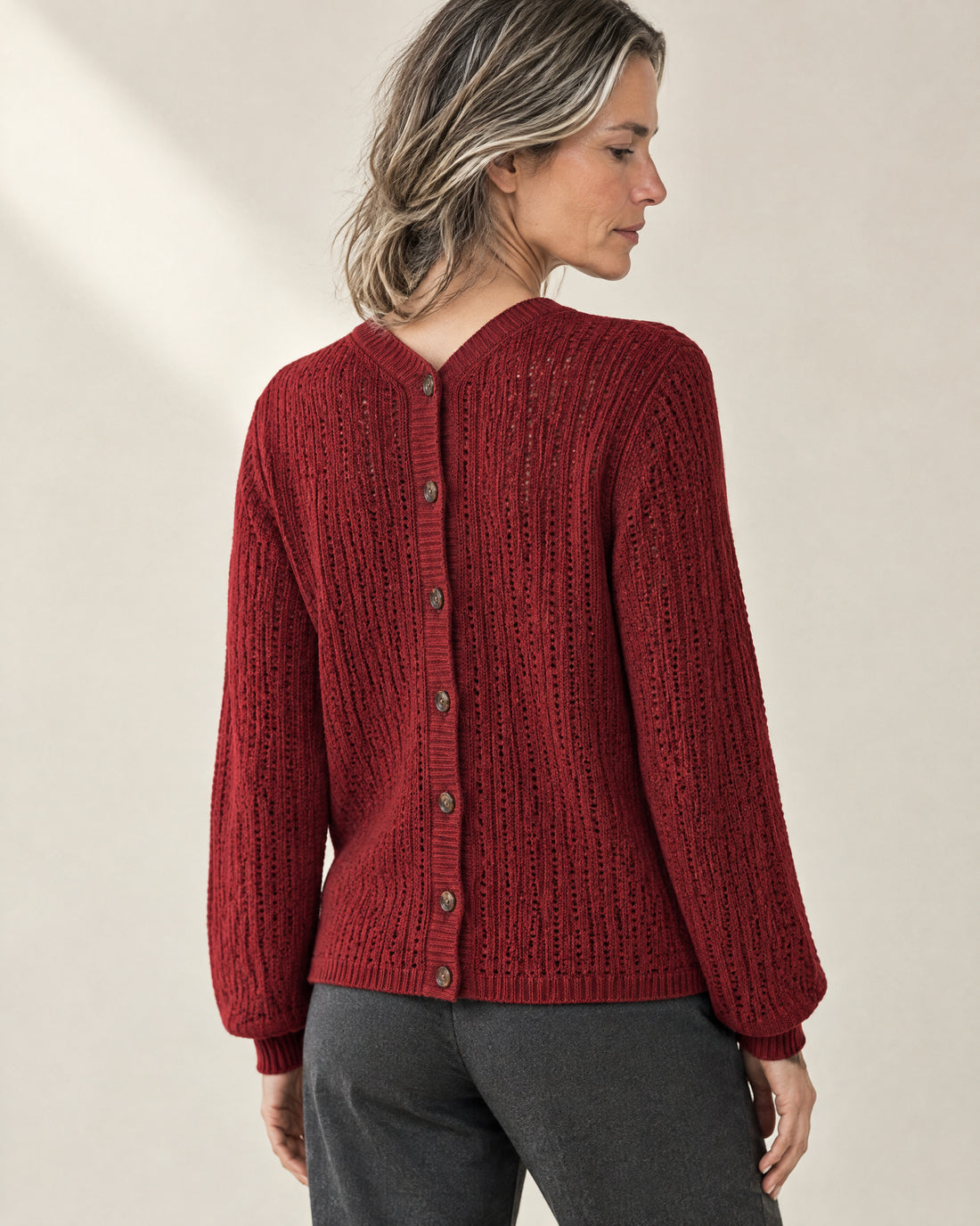 Pointelle V-Neck Cardigan
