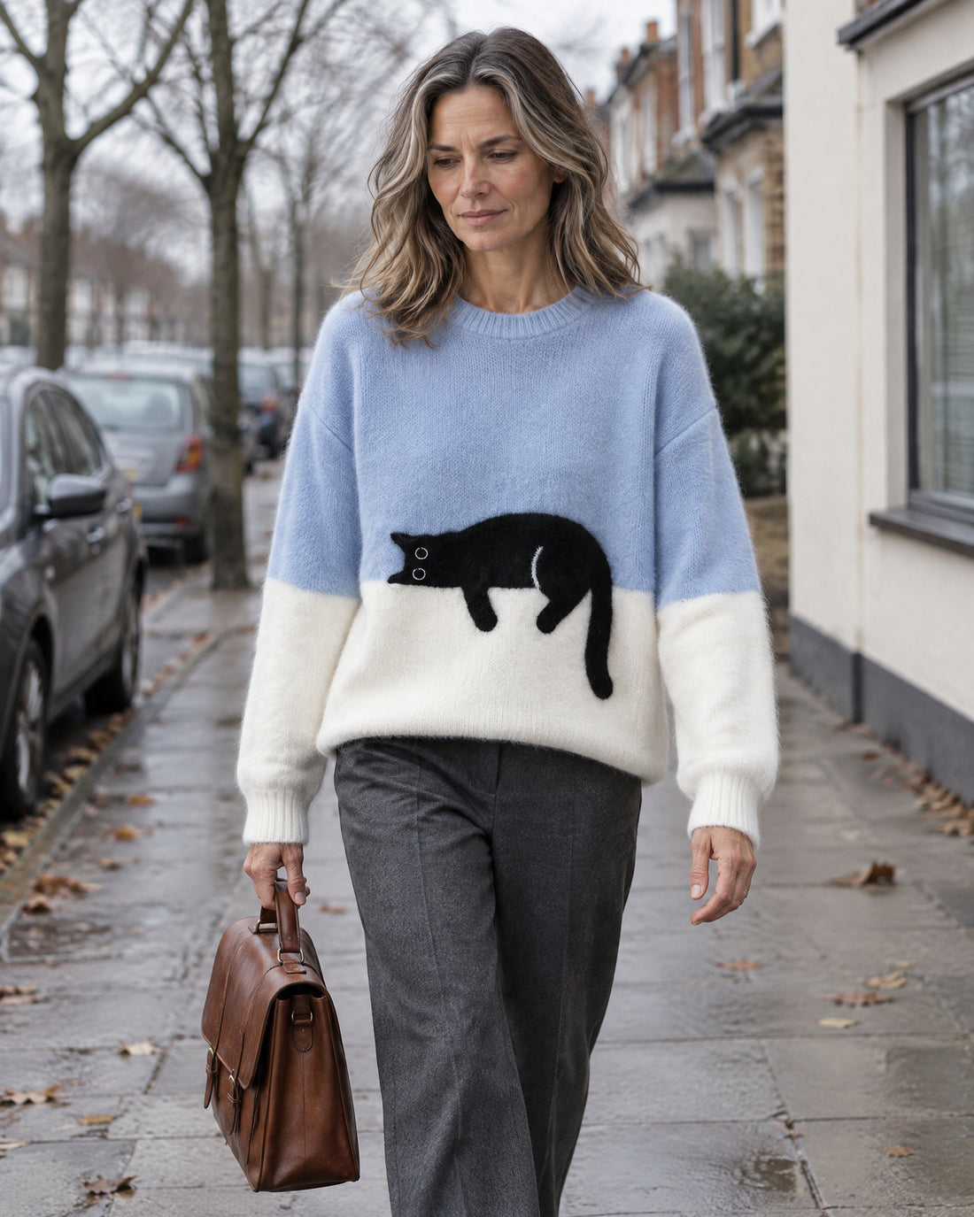 Oversized Cat Motif Jumper