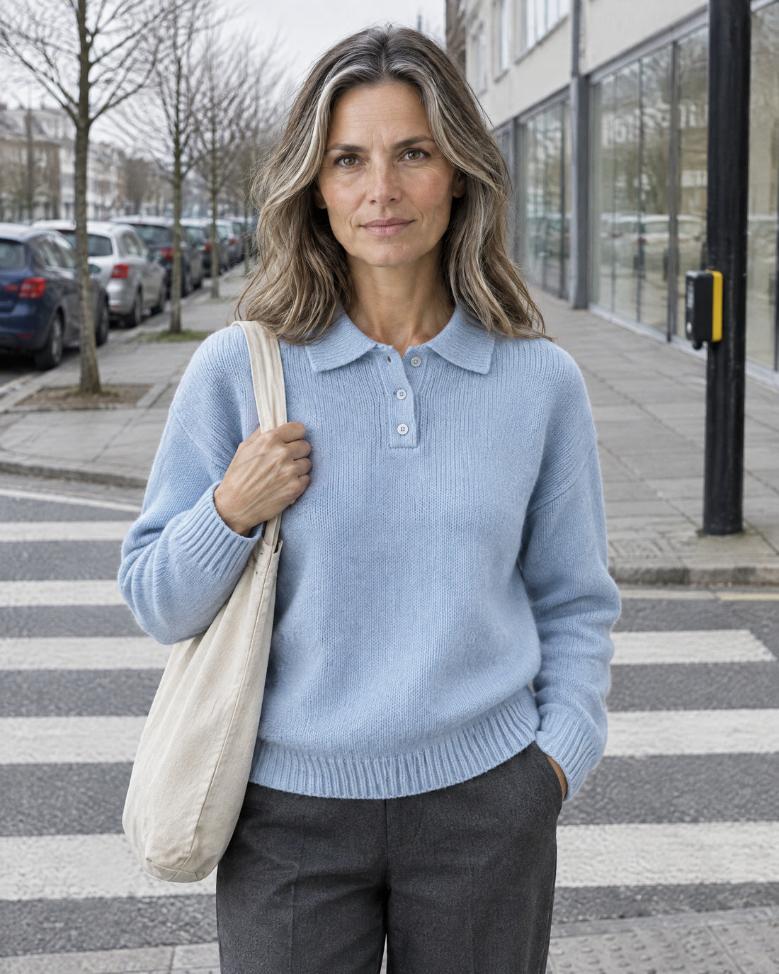 Soft-Knit Polo Collar Jumper