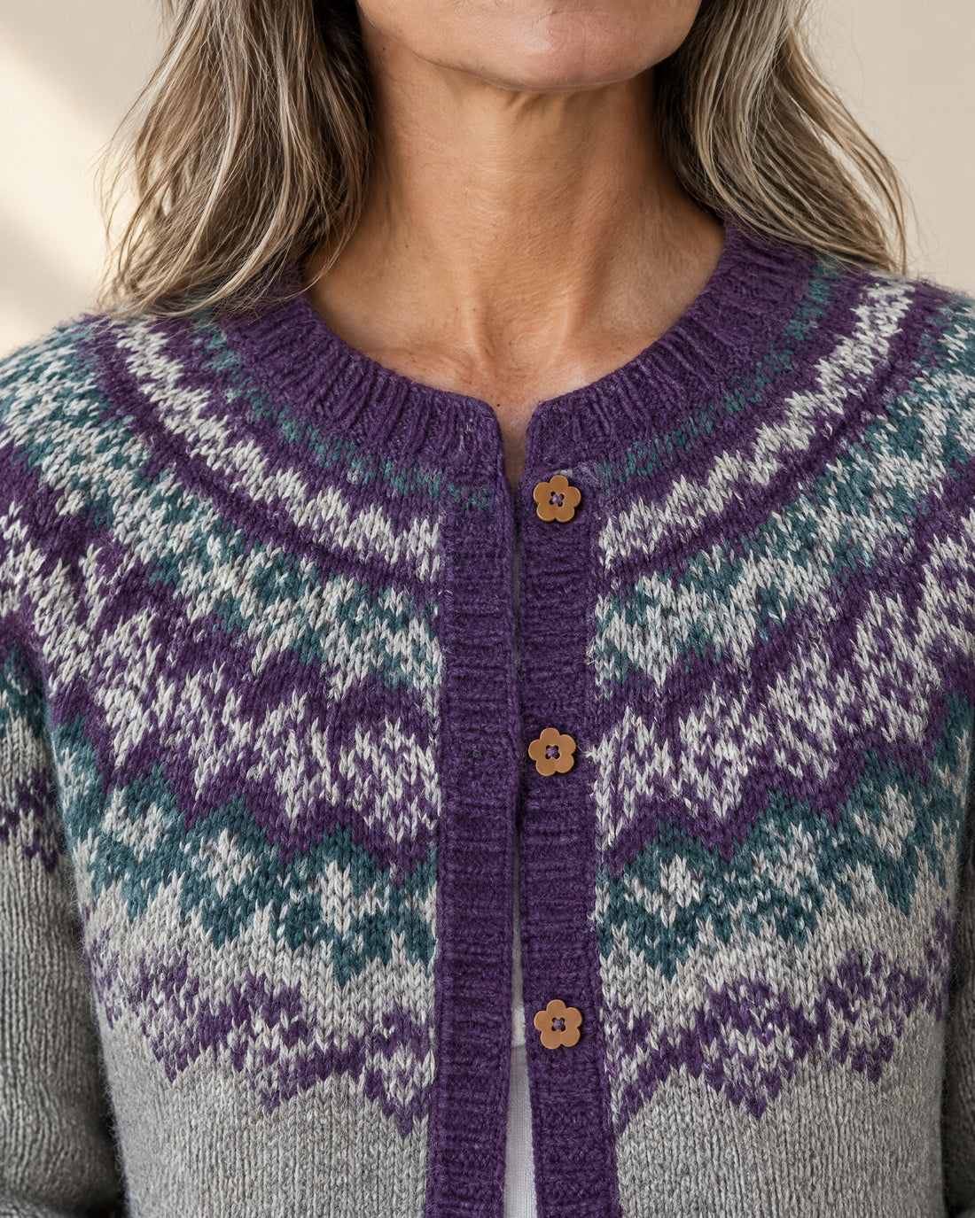 Chevron Fair Isle Yoke Cardigan