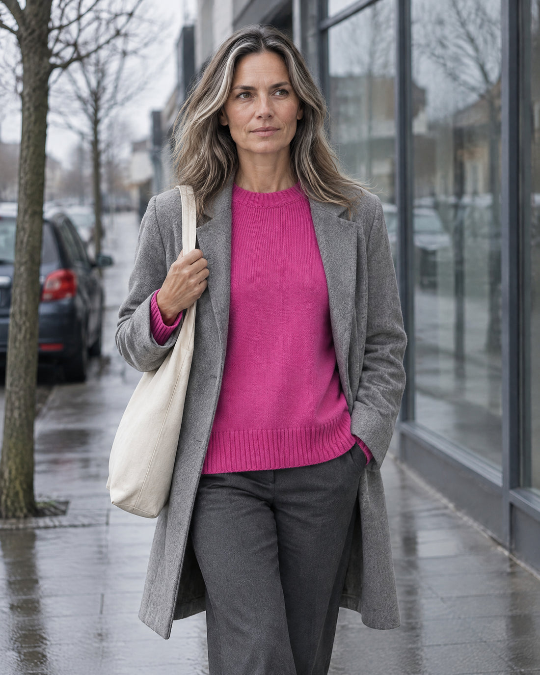 Drop-Shoulder Crew Neck Jumper