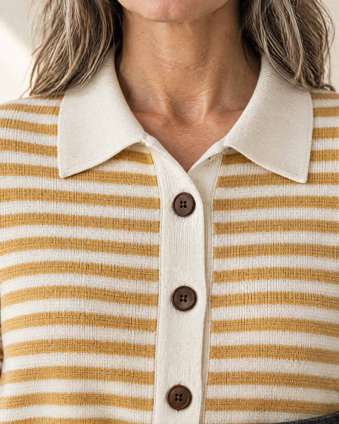 Striped Collared Cardigan