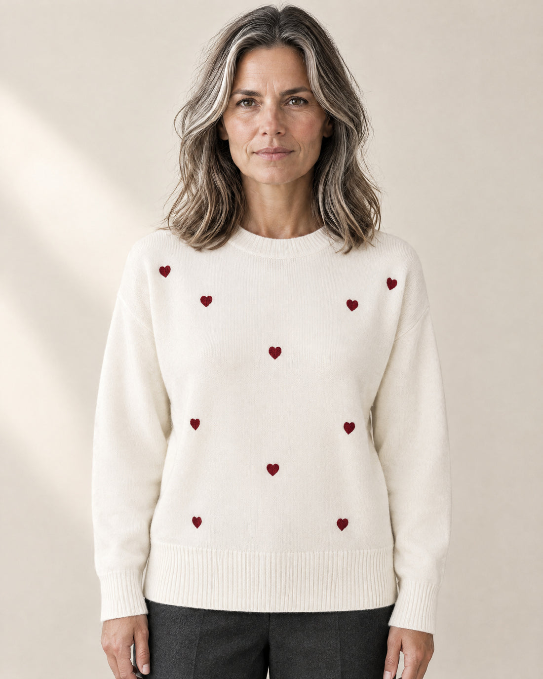 Heart Motif Crew Neck Jumper