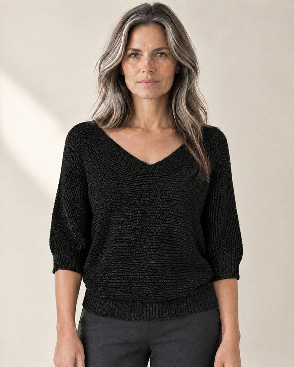 Three-Quarter Sleeve Jumper in Black