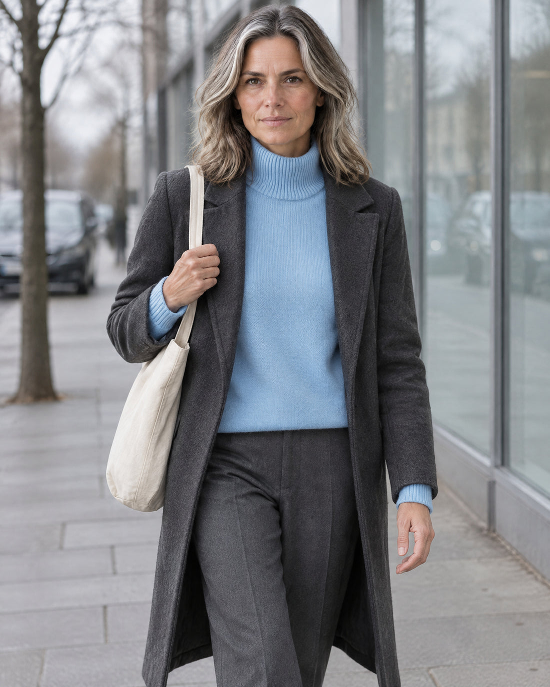Sky Blue Cotton Roll Neck Jumper