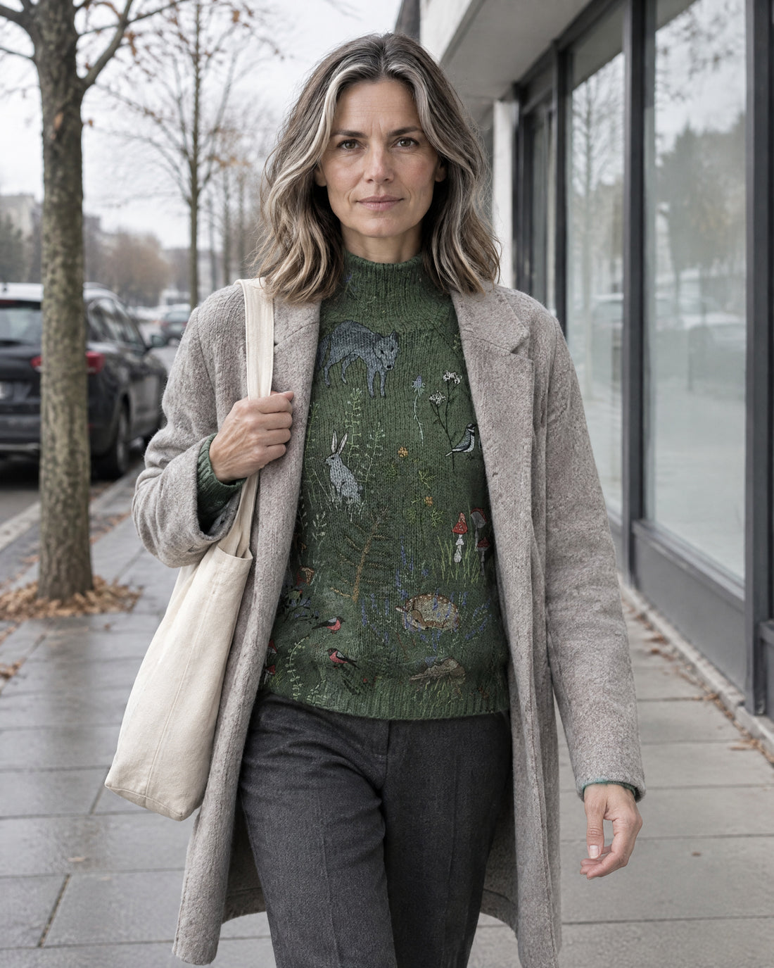 Floral Pattern Roll Neck Jumper