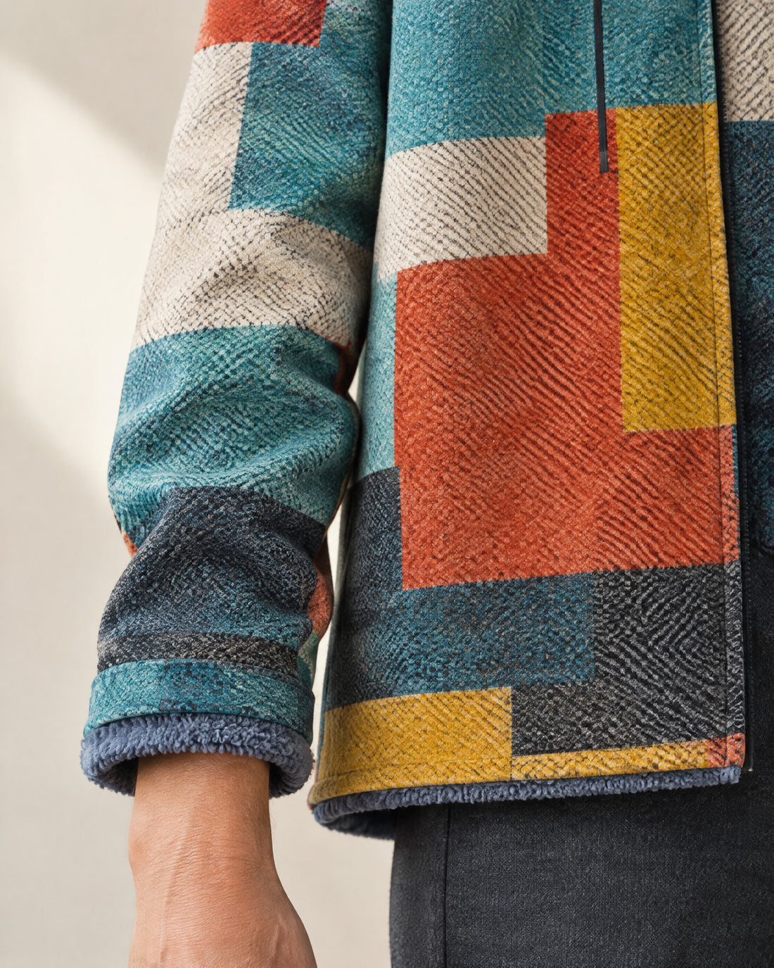 Geometric Print Hooded Cardigan