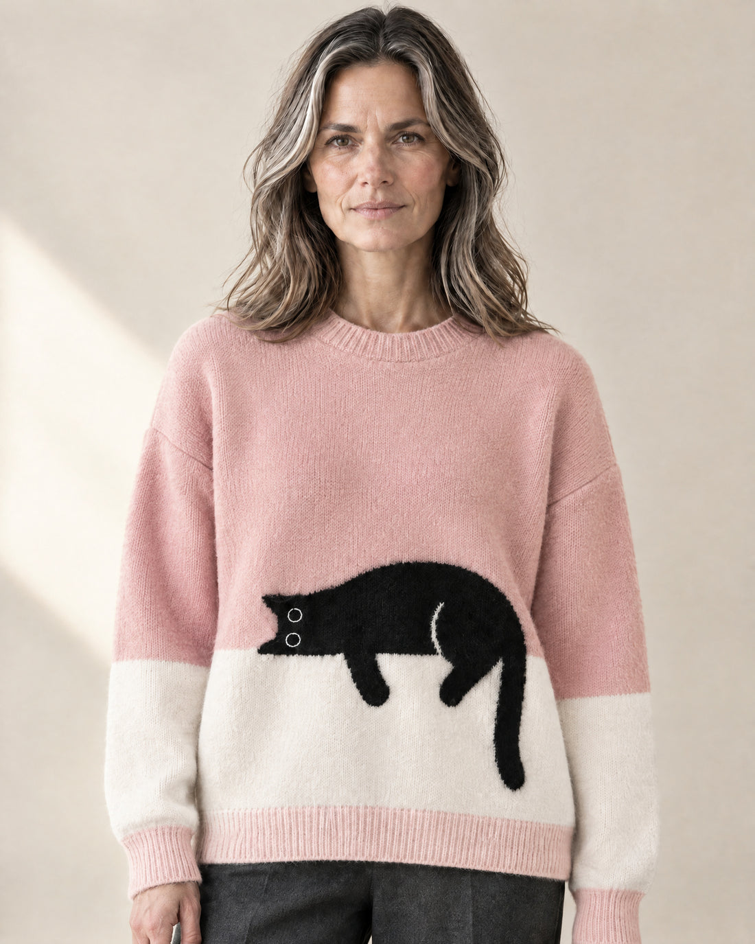 Oversized Cat Motif Jumper