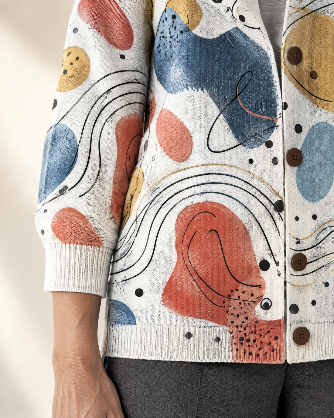 Patterned Hooded Cardigan