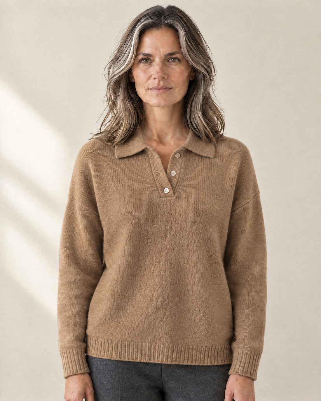 Brushed Knit Polo Jumper