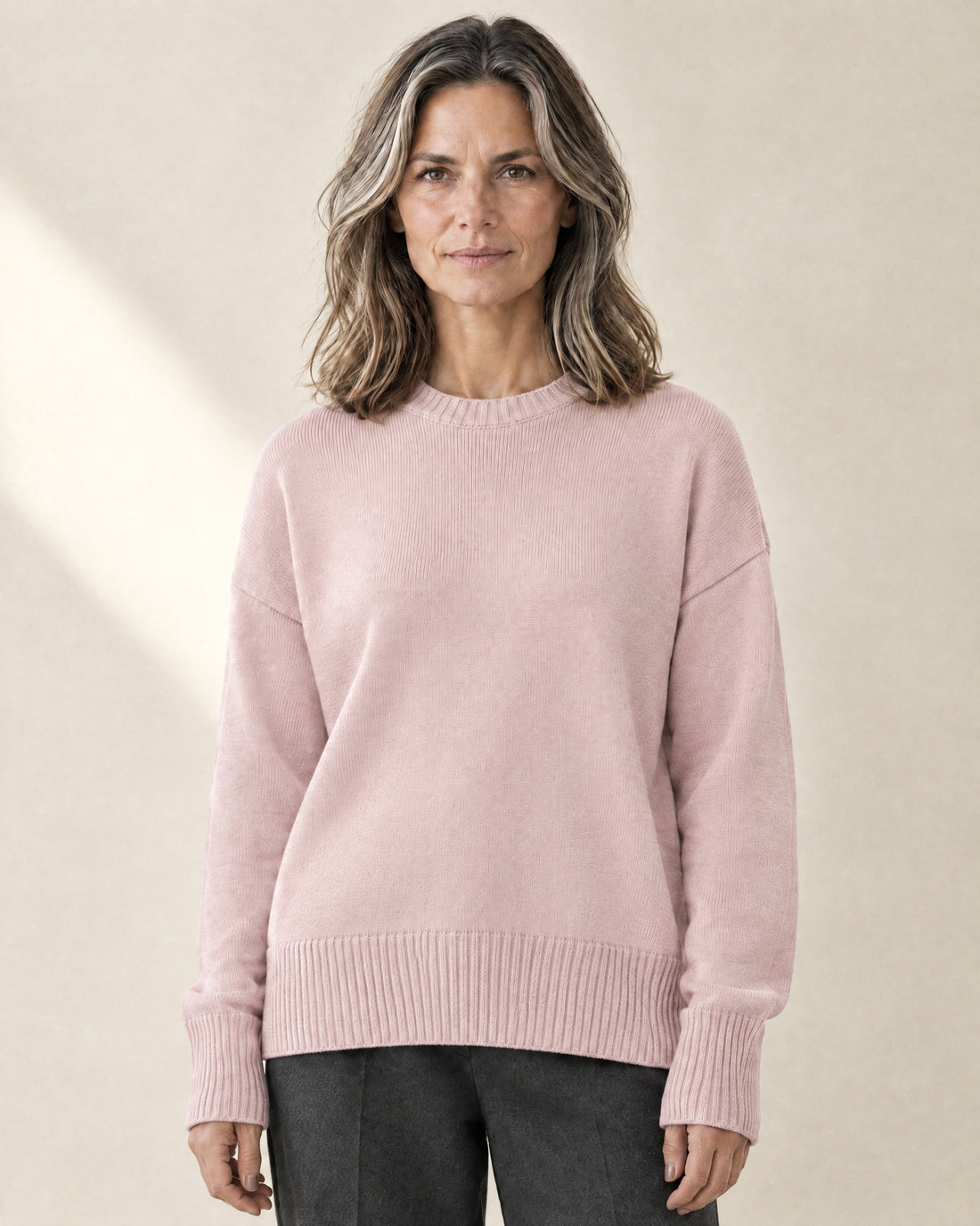 Drop-Shoulder Crew Neck Jumper