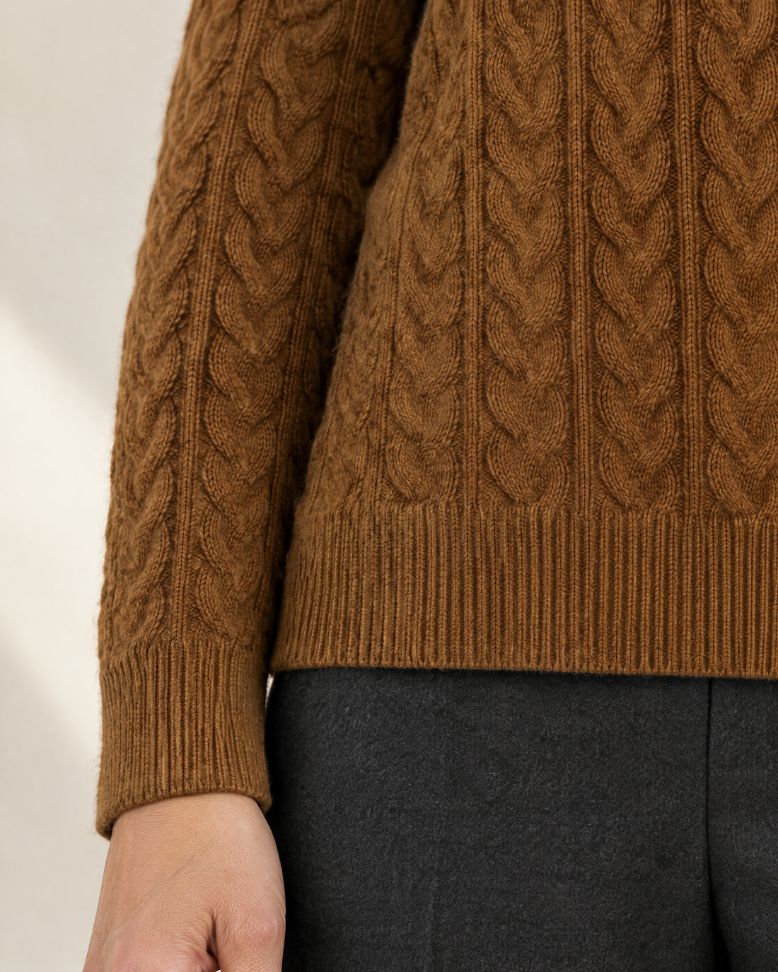 Cable Knit Stand Collar Jumper