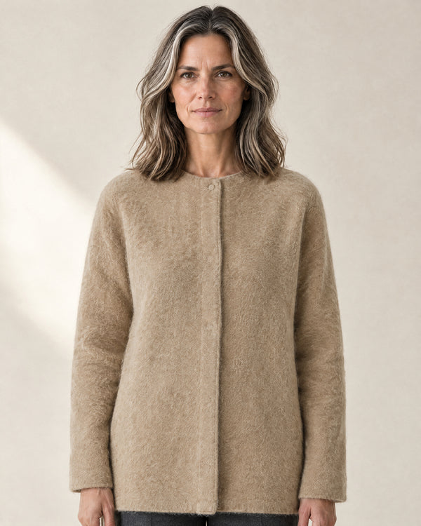 Brushed Longline Cardigan in Grey