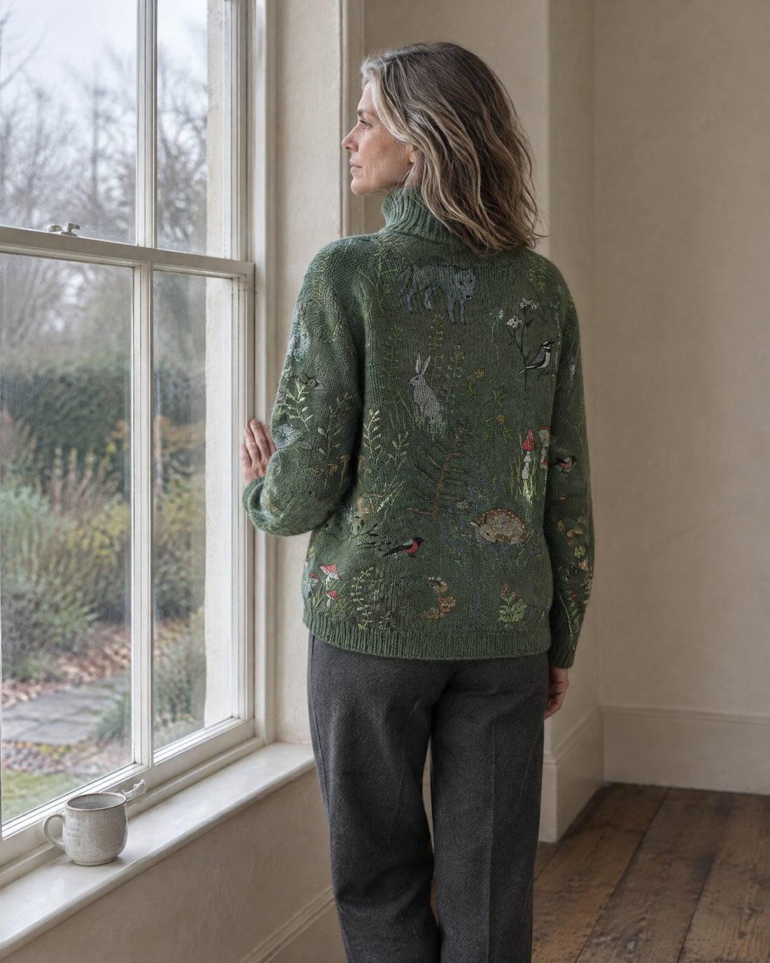 Floral Pattern Roll Neck Jumper