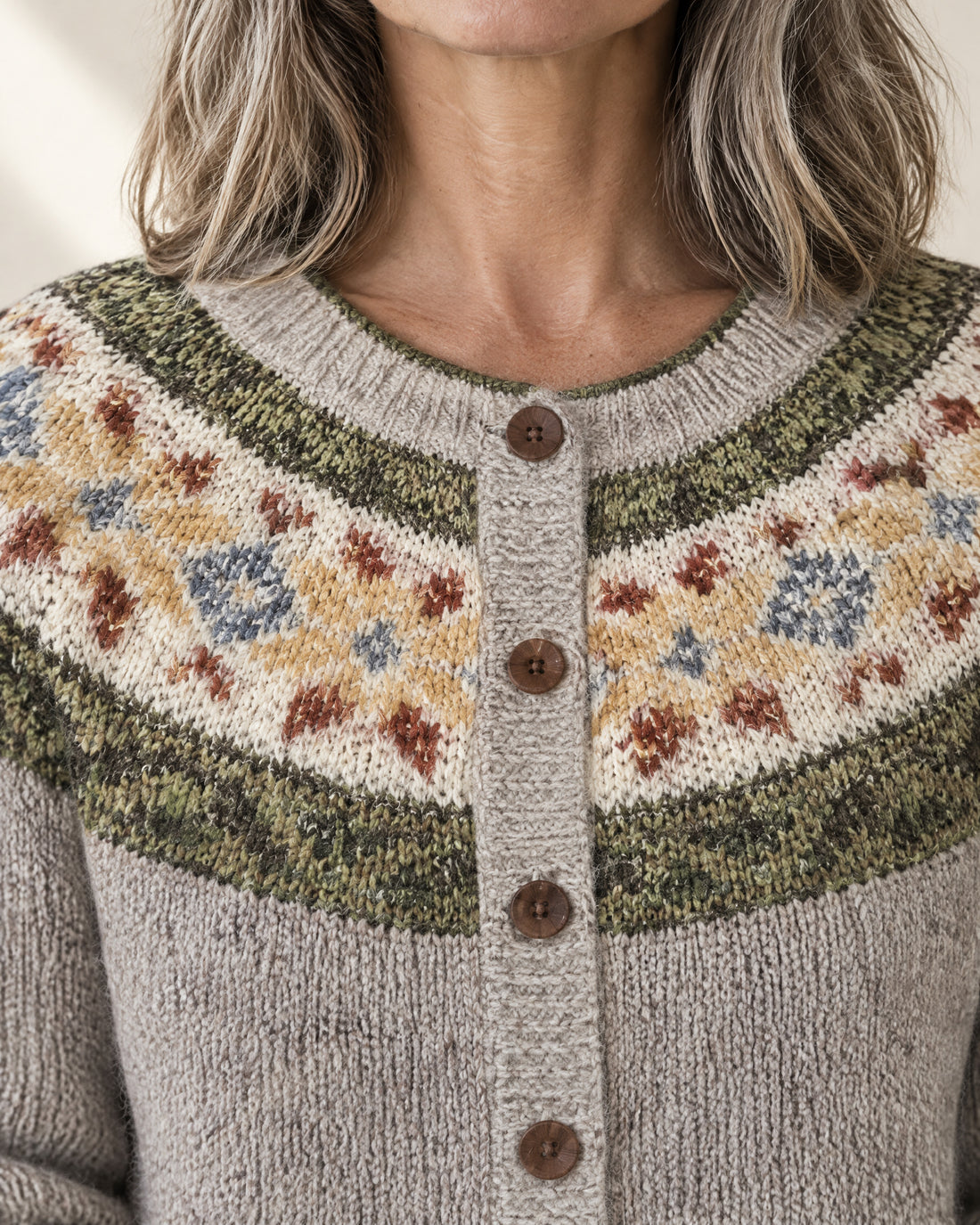 Snowflake Fair Isle Yoke Cardigan