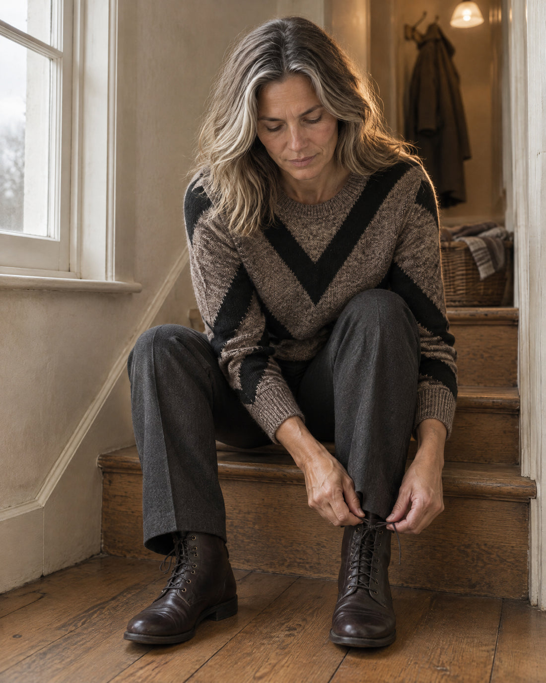 Chevron Cotton Crew Neck Jumper
