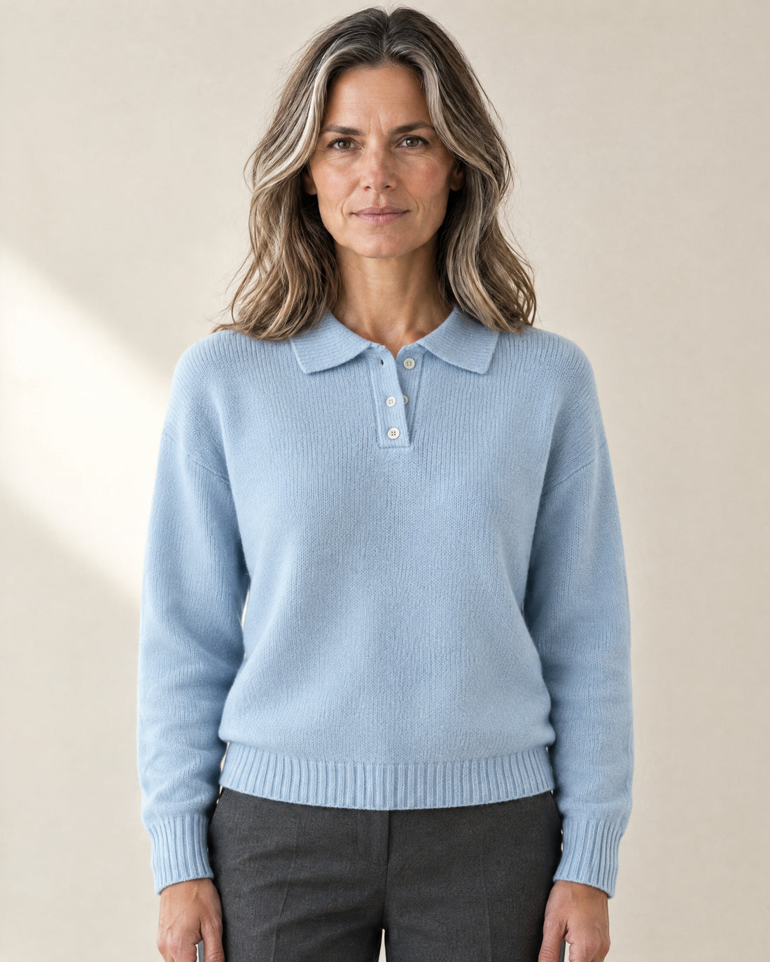 Soft-Knit Polo Collar Jumper