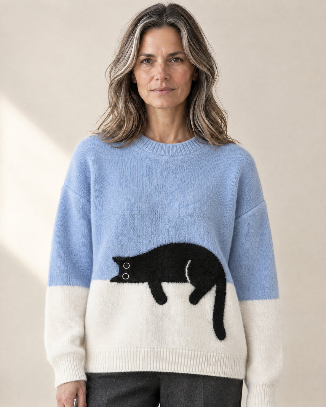 Oversized Cat Motif Jumper