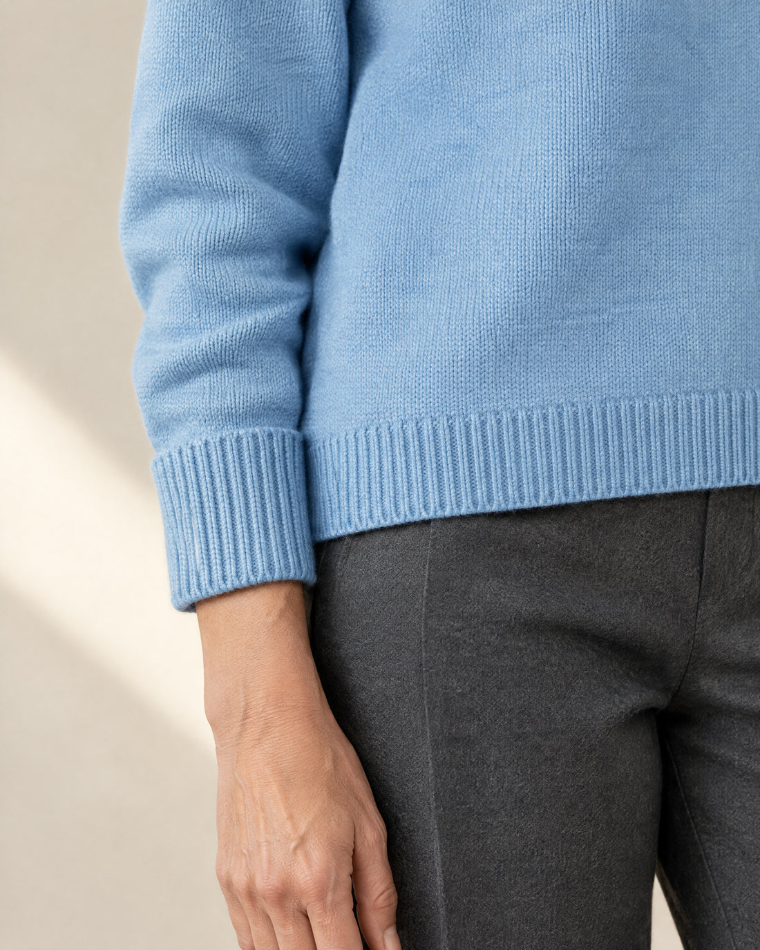 Sky Blue Cotton Roll Neck Jumper