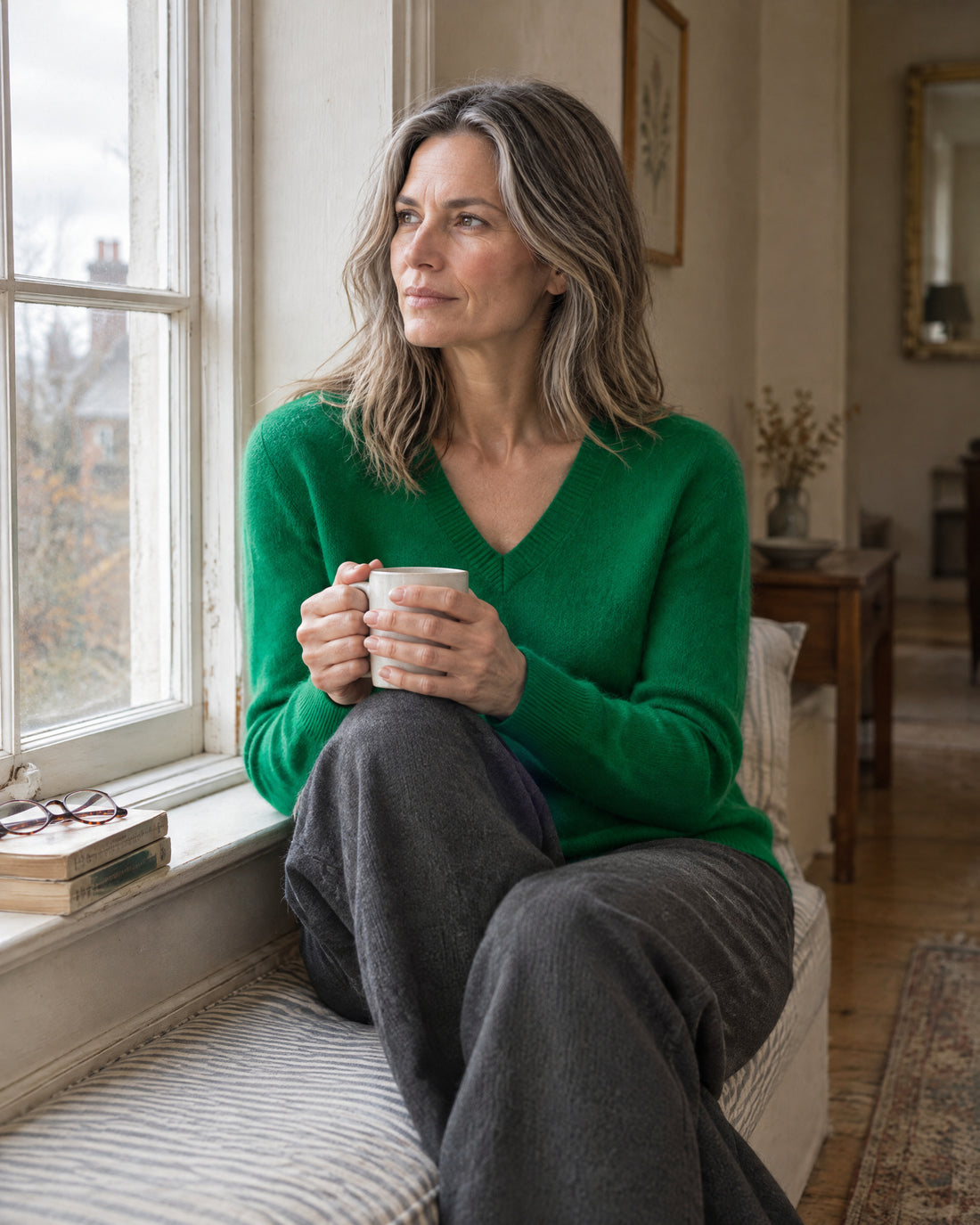 Fine-Knit V-Neck Jumper