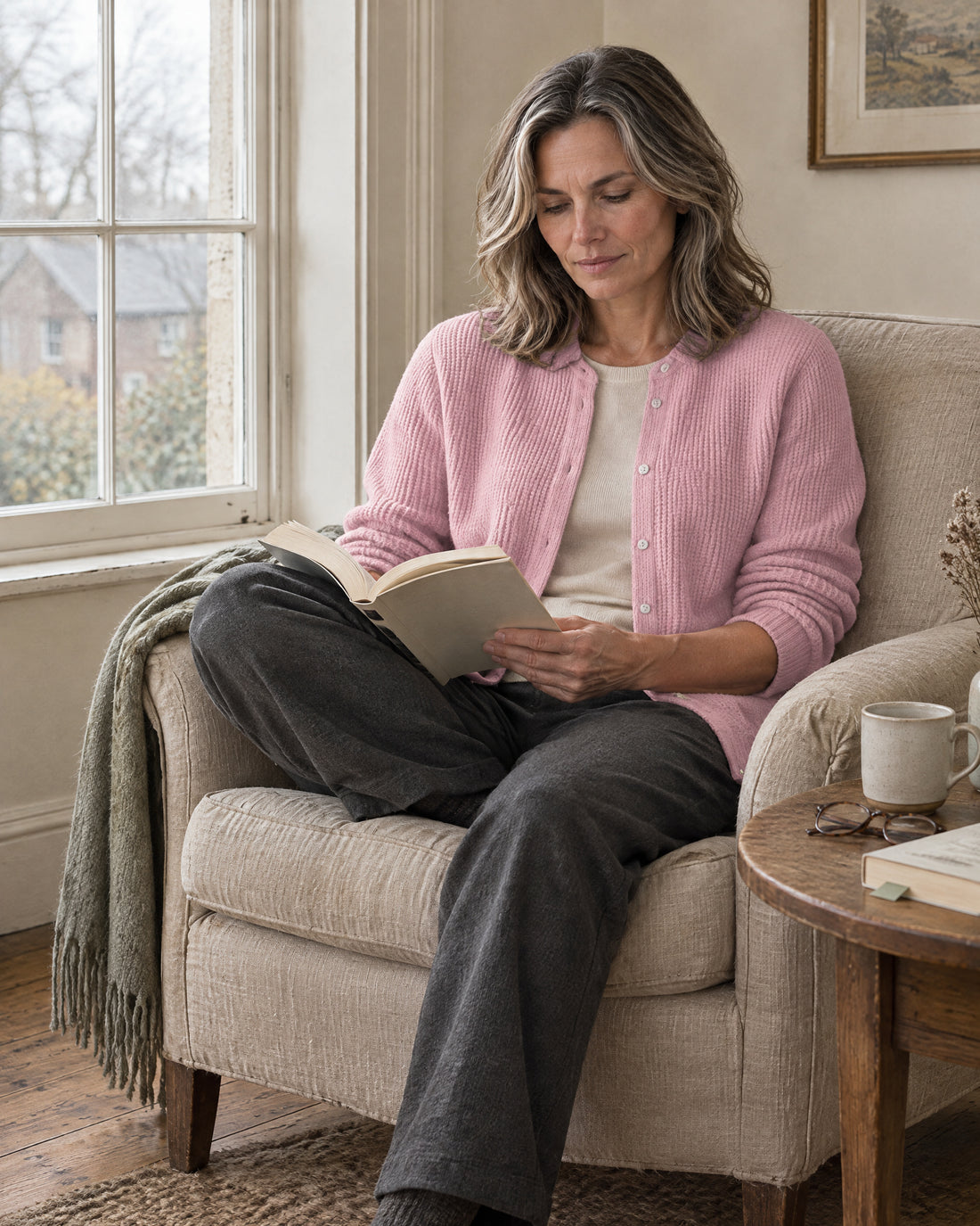 Textured Knit Button-Through Cardigan