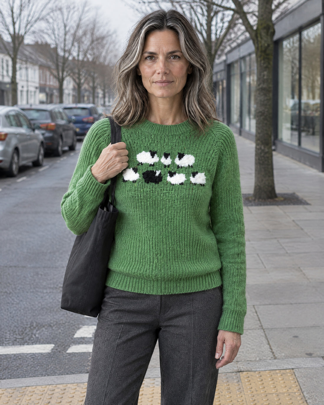 Sheep Motif Crew Neck Jumper
