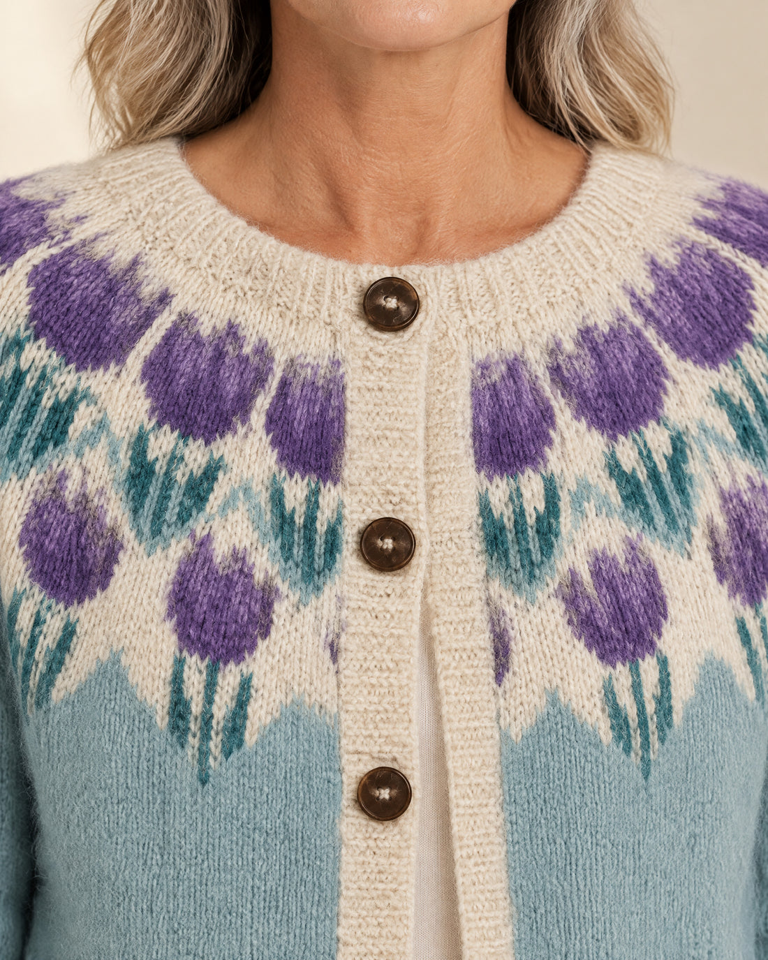 Floral Yoke Button Cardigan