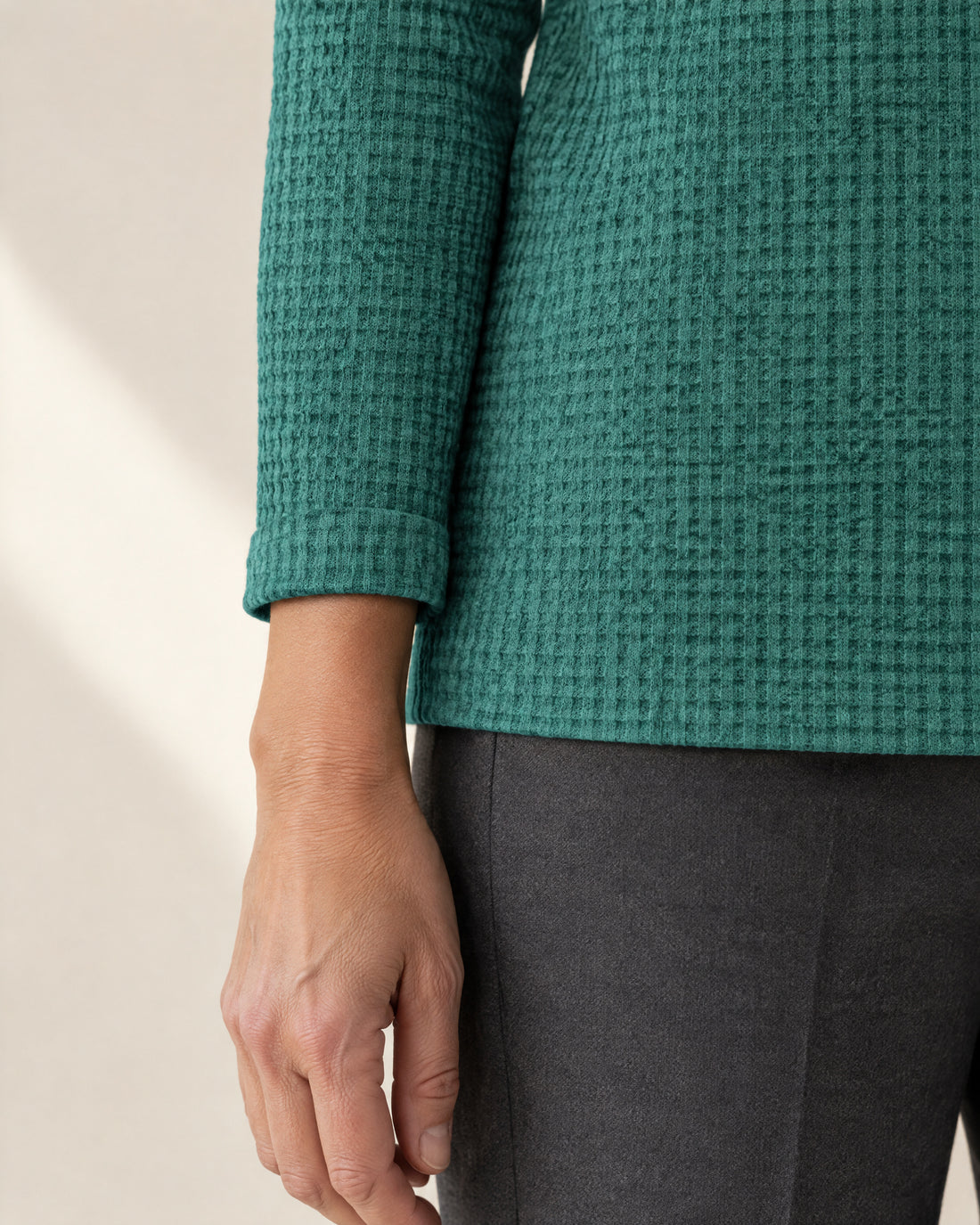 Waffle Knit Cowl Neck Jumper