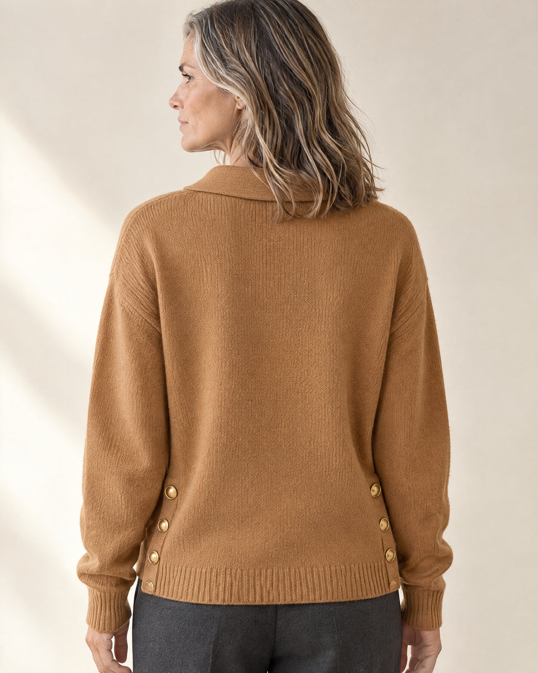 Polo Collar Button-Detail Jumper