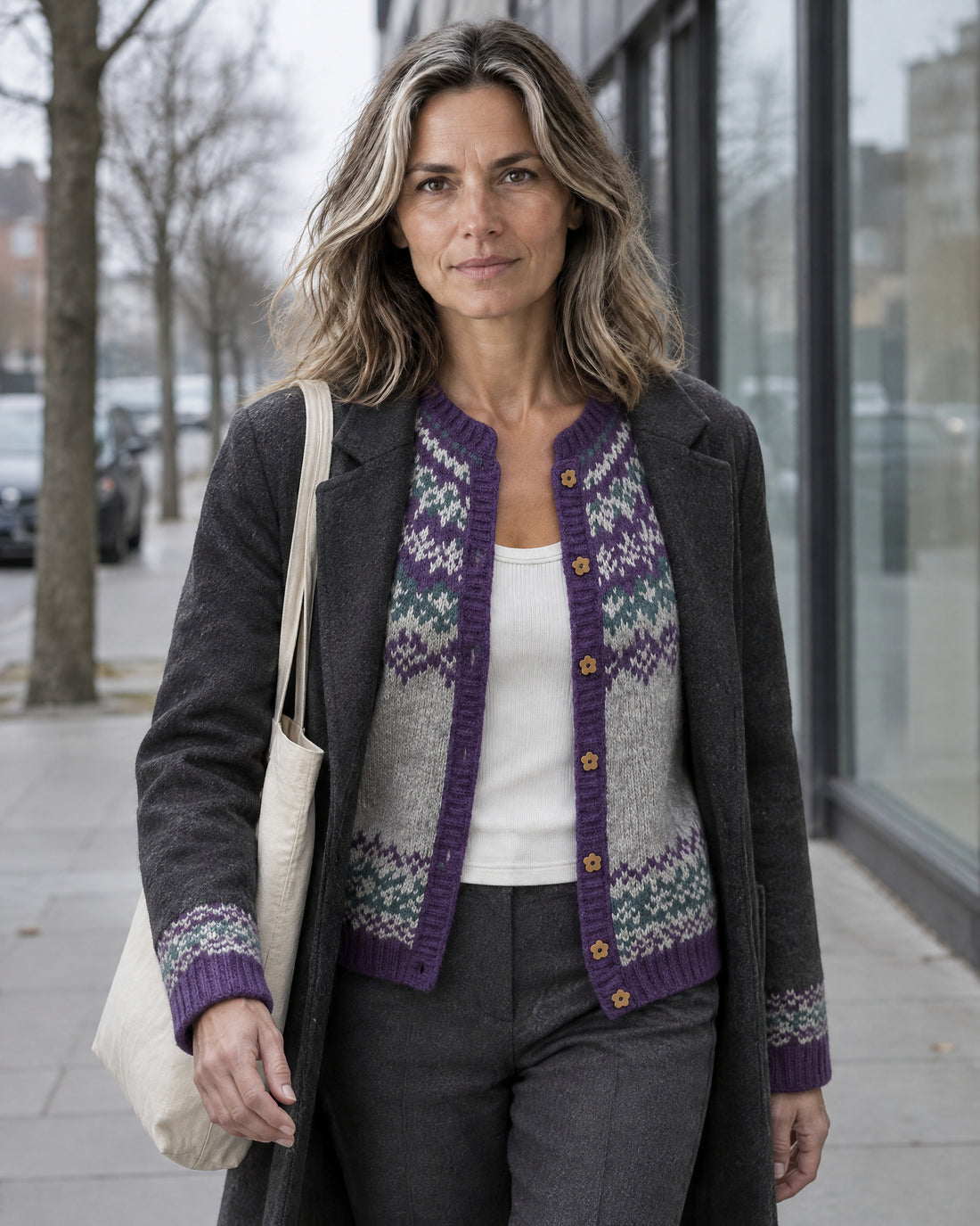 Chevron Fair Isle Yoke Cardigan