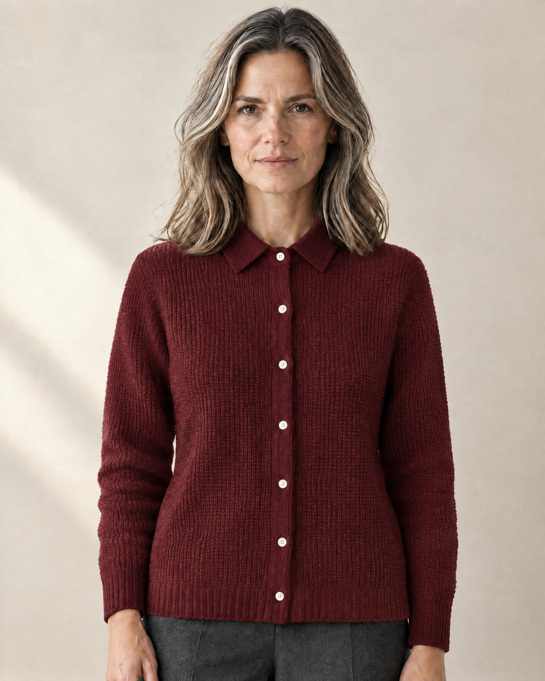 Textured Knit Button-Through Cardigan
