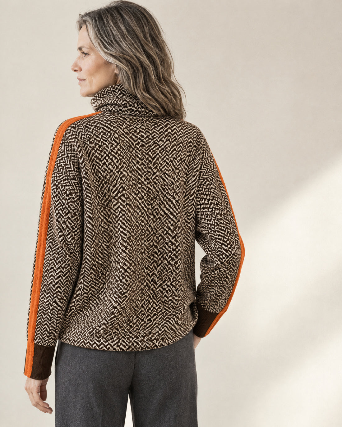 Herringbone Roll Neck Jumper
