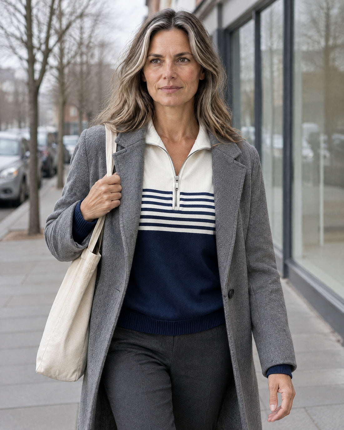 Striped Quarter-Zip Jumper