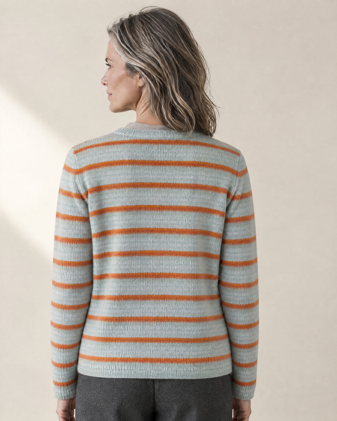 Contrast-Stripe Button Cardigan