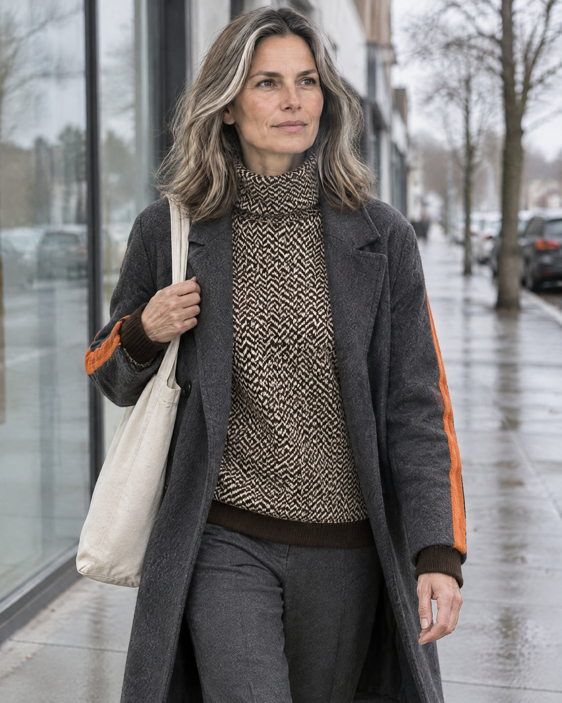 Herringbone Roll Neck Jumper