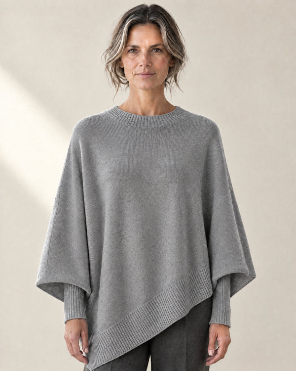 Oversized Poncho Jumper in Grey