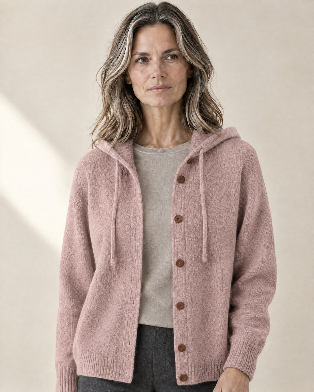 Hooded Button-Through Cardigan
