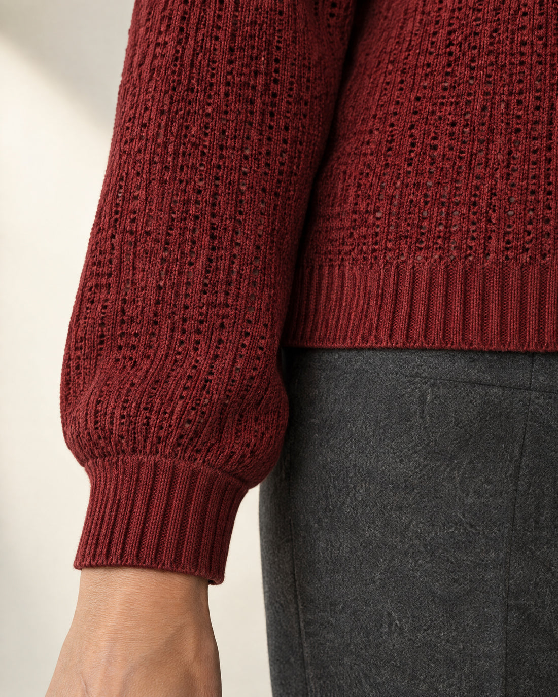 Pointelle V-Neck Cardigan