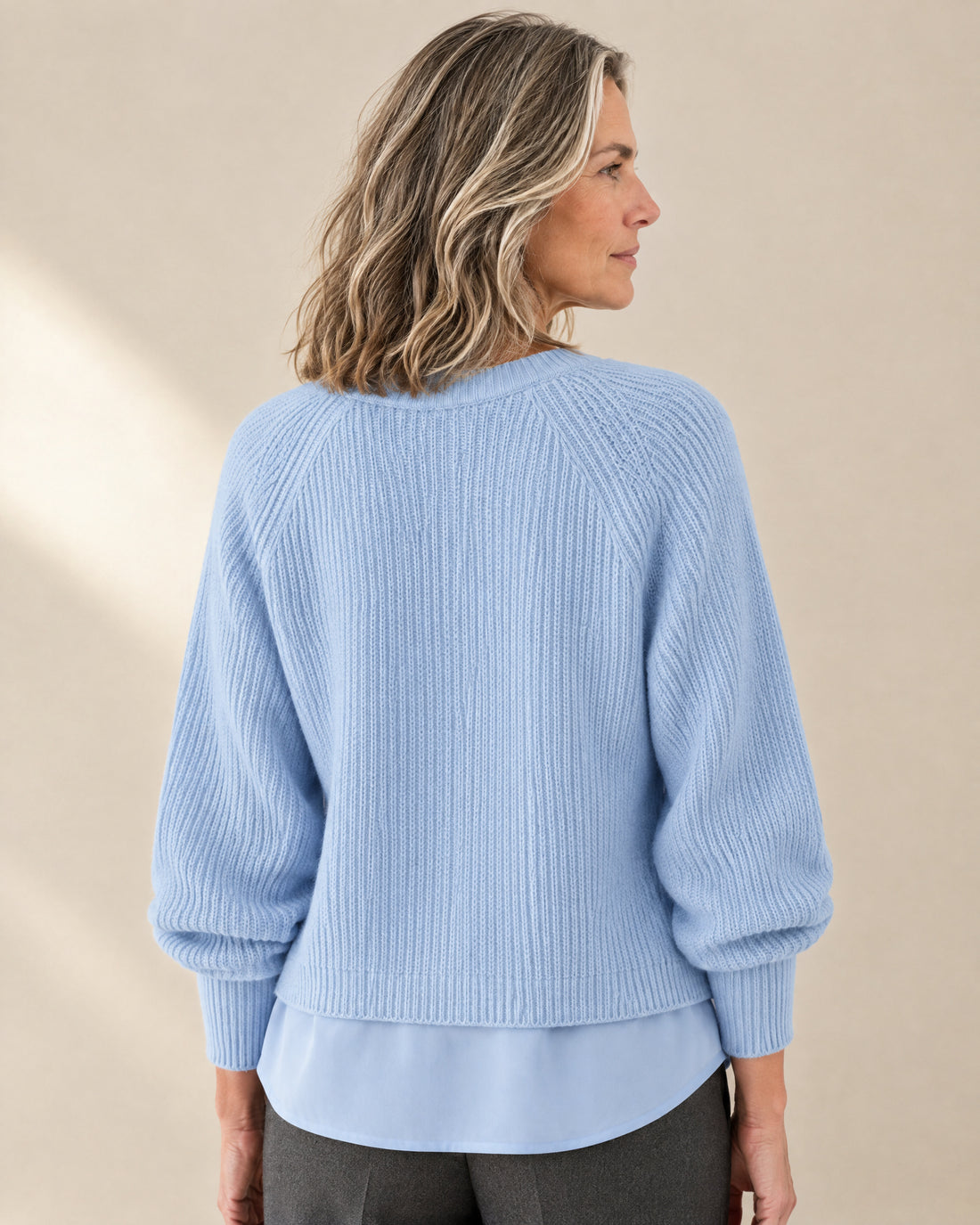 Layered Hem Ribbed Jumper