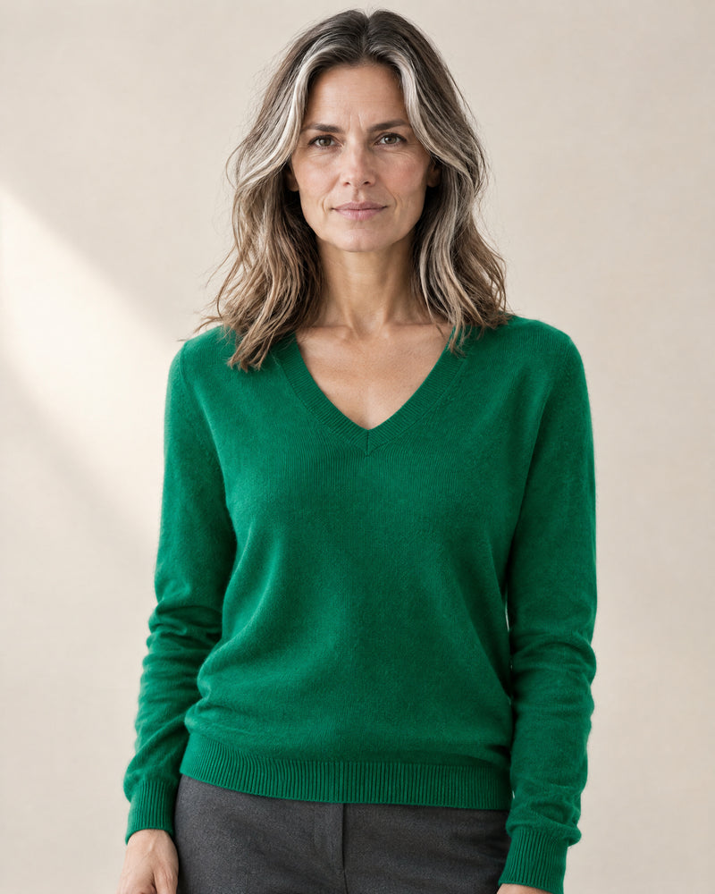 Fine-Knit V-Neck Jumper