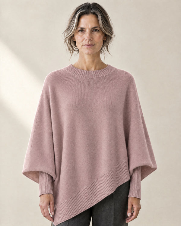 Oversized Poncho Jumper in Rose