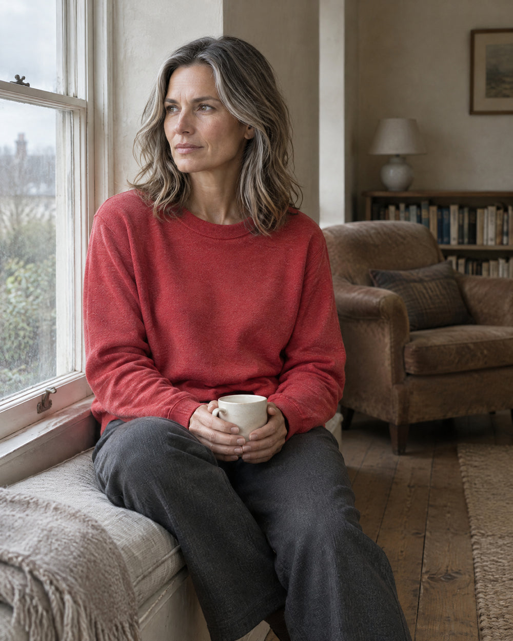 Soft Knit Relaxed Jumper, worn at home