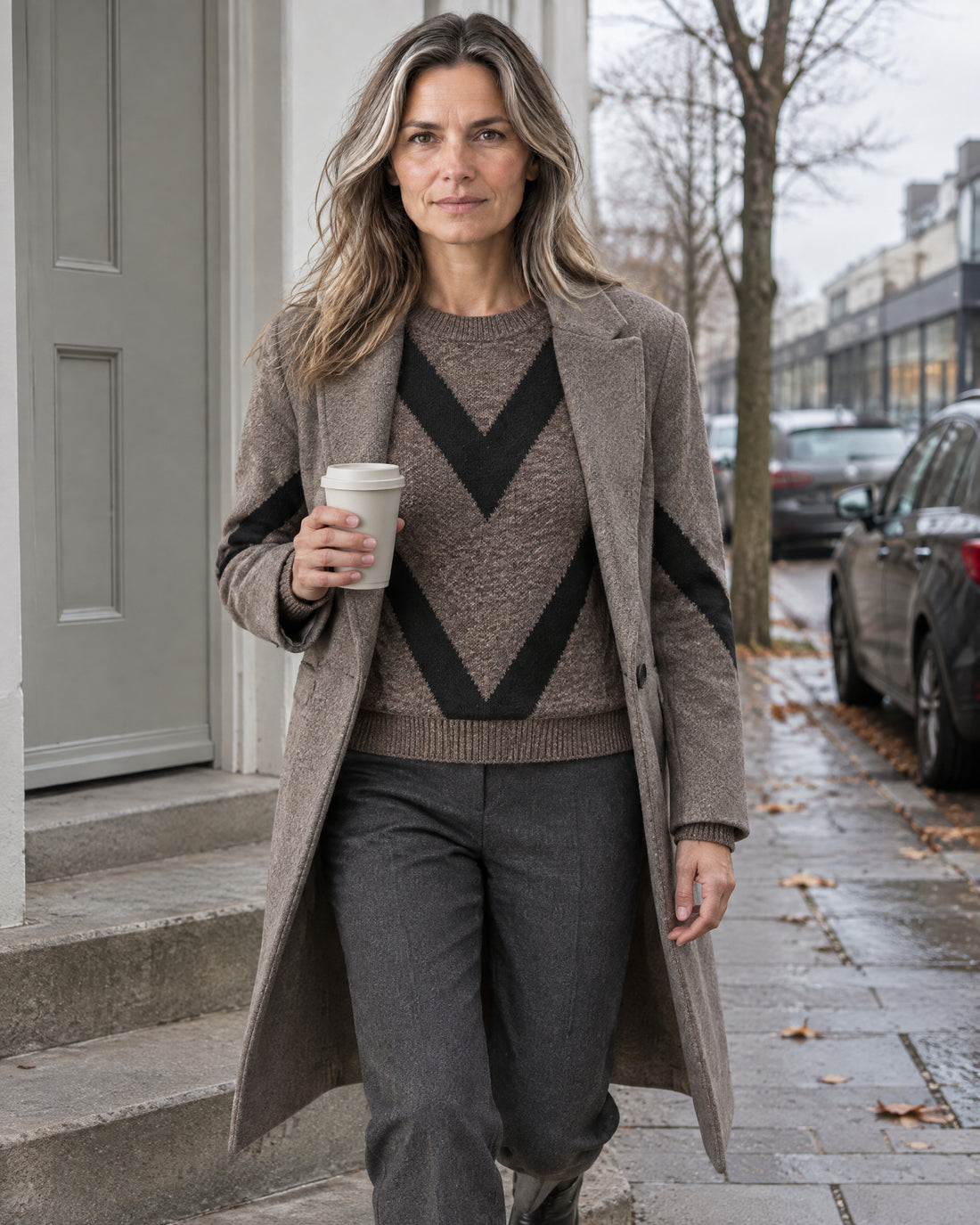 Chevron Cotton Crew Neck Jumper