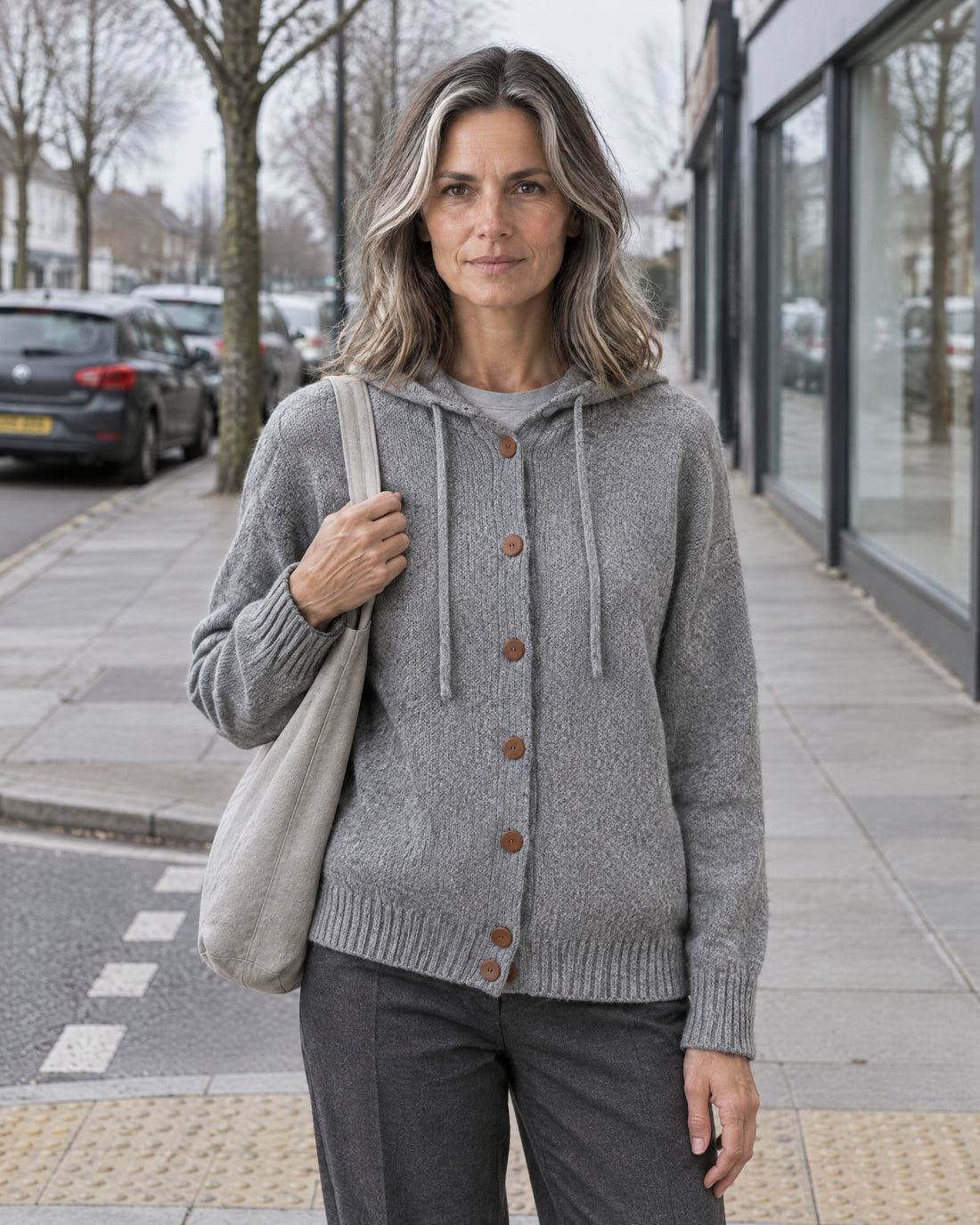 Hooded Button-Through Cardigan