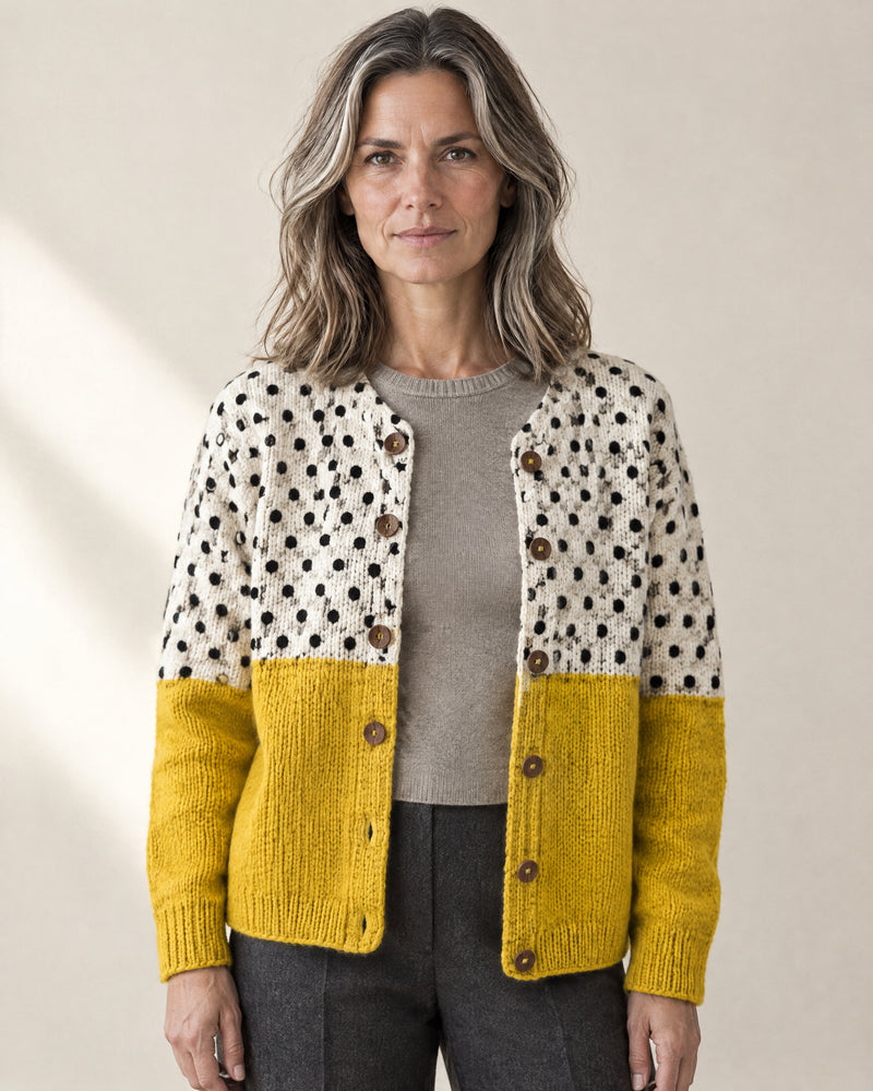 Polka Dot Colour-Block Cardigan
